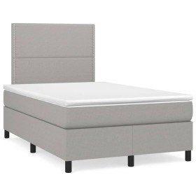 Cama box spring con colchón y LED tela gris claro 120x190 cm Cama box spring con colchón y LED tela gris claro 120x190 cm