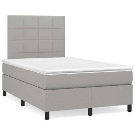 Cama box spring con colchón y LED tela gris claro 120x190 cm Cama box spring con colchón y LED tela gris claro 120x190 cm