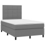Cama box spring con colchón y LED tela marrón oscuro 120x190 cm