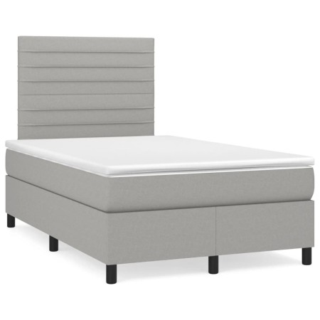 Cama box spring con colchón y LED tela gris claro 120x190 cm en Camas y somieres | Comprar online en Foro24