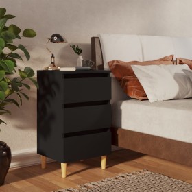 Nachttisch mit Massivholzbeinen schwarz 40x35x69 cm von vidaXL, Nachttische - Ref: Foro24-805889, Preis: 52,21 €, Rabatt: %