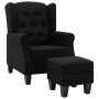 Sillón con taburete reposapiés de tela negro de vidaXL, Sillones - Ref: Foro24-320153, Precio: 294,78 €, Descuento: %