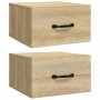 Mesitas de noche de pared 2 uds color roble Sonoma 35x35x20 cm de vidaXL, Mesitas de noche - Ref: Foro24-812859, Precio: 45,8...