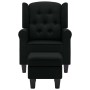 Sillón con taburete reposapiés de tela negro de vidaXL, Sillones - Ref: Foro24-320153, Precio: 294,78 €, Descuento: %