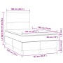 Cama box spring con colchón y luces LED tela crema 120x190 cm