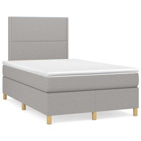 Cama box spring con colchón y LED tela gris claro 120x190 cm Cama box spring con colchón y LED tela gris claro 120x190 cm