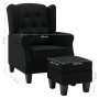 Sillón con taburete reposapiés de tela negro de vidaXL, Sillones - Ref: Foro24-320153, Precio: 294,78 €, Descuento: %