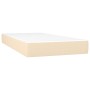 Cama box spring con colchón y luces LED tela crema 120x190 cm