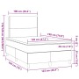 Cama box spring con colchón y luces LED tela crema 120x190 cm