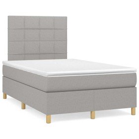 Cama box spring con colchón y LED tela gris claro 120x190 cm Cama box spring con colchón y LED tela gris claro 120x190 cm