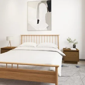 Mesitas de noche 2 uds madera de pino marrón miel 35x34x32 cm de vidaXL, Mesitas de noche - Ref: Foro24-813402, Precio: 53,02...