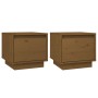 Mesitas de noche 2 uds madera de pino marrón miel 35x34x32 cm de vidaXL, Mesitas de noche - Ref: Foro24-813402, Precio: 53,47 €