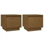 Mesitas de noche 2 uds madera de pino marrón miel 35x34x32 cm de vidaXL, Mesitas de noche - Ref: Foro24-813402, Precio: 53,02...