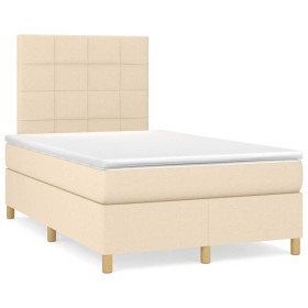 Cama box spring con colchón y luces LED tela crema 120x190 cm en Camas y somieres | Comprar online en Foro24
