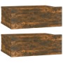 Floating bedside table 2 units smoked oak wood 40x30x15cm by vidaXL, Nightstands - Ref: Foro24-815283, Price: 28,79 €, Discou...