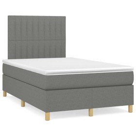 Cama box spring con colchón y LED tela marrón oscuro 120x190 cm en Camas y somieres | Comprar online en Foro24