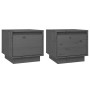 Bedside tables 2 units solid pine wood gray 35x34x32 cm by vidaXL, Nightstands - Ref: Foro24-813400, Price: 47,84 €, Discount: %