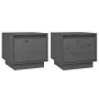 Bedside tables 2 units solid pine wood gray 35x34x32 cm by vidaXL, Nightstands - Ref: Foro24-813400, Price: 47,84 €, Discount: %