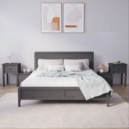 Nachttische 2 Stück graues Kiefernholz 79,5x38x65,5 cm von vidaXL, Nachttische - Ref: Foro24-814544, Preis: 113,47 €, Rabatt: %