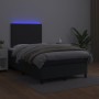 Cama box spring con colchón LED cuero sintético negro 120x190cm