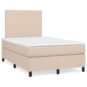 Cama box spring colchón LED cuero sintético capuchino 120x190cm Cama box spring colchón LED cuero sintético capuchino 120x190cm