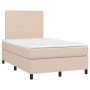 Cama box spring colchón LED cuero sintético capuchino 120x190cm