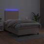 Cama box spring colchón LED cuero sintético capuchino 120x190cm