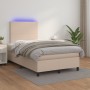 Cama box spring colchón LED cuero sintético capuchino 120x190cm
