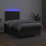 Cama box spring con colchón LED cuero sintético negro 120x190cm