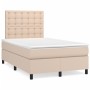 Cama box spring colchón LED cuero sintético capuchino 120x190cm