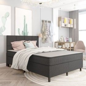 Box spring bed dark gray fabric 140x200 cm by vidaXL, Beds and slatted bases - Ref: Foro24-3054798, Price: 562,38 €, Discount: %