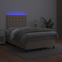 Cama box spring colchón LED cuero sintético capuchino 120x190cm