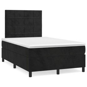 Cama box spring con colchón y LED terciopelo negro 120x190 cm Cama box spring con colchón y LED terciopelo negro 120x190 cm