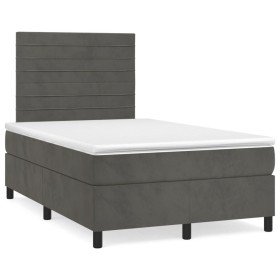 Cama box spring colchón y LED terciopelo gris oscuro 120x190 cm en Camas y somieres | Comprar online en Foro24