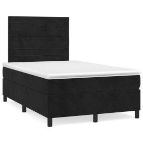 Cama box spring con colchón y LED terciopelo negro 120x190 cm Cama box spring con colchón y LED terciopelo negro 120x190 cm