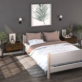 Wall bedside table 2 units smoked oak color by vidaXL, Nightstands - Ref: Foro24-816941, Price: 60,68 €, Discount: %