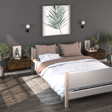 Mesita de noche de pared 2 unidades color roble ahumado de vidaXL, Mesitas de noche - Ref: Foro24-816941, Precio: 61,36 €, De...