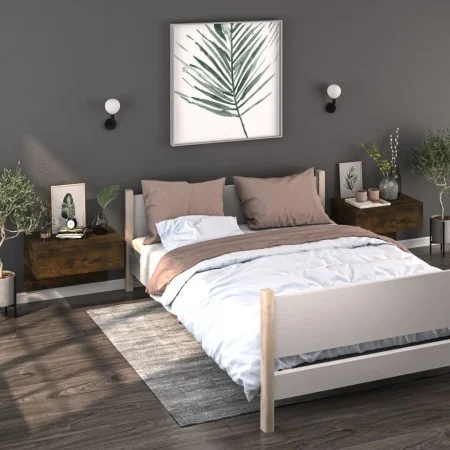 Wall bedside table 2 units smoked oak color by vidaXL, Nightstands - Ref: Foro24-816941, Price: 60,68 €, Discount: %