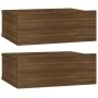 Floating bedside table 2 pcs brown oak wood 40x30x15cm by vidaXL, Nightstands - Ref: Foro24-815287, Price: 54,52 €, Discount: %