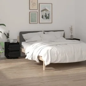 Bedside tables 2 pcs solid black pine wood 40x35x50 cm by vidaXL, Nightstands - Ref: Foro24-813324, Price: 104,29 €, Discount: %
