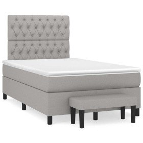 Cama box spring con colchón tela gris claro 120x190 cm en Camas y somieres | Comprar online en Foro24