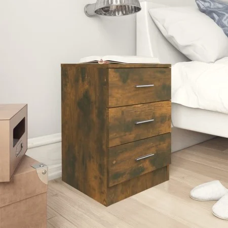 Mesita de noche madera contrachapada roble ahumado 38x35x56 cm de vidaXL, Mesitas de noche - Ref: Foro24-815321, Precio: 46,2...