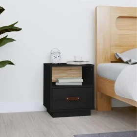 Solid black pine wood bedside table 40x34x45 cm by vidaXL, Nightstands - Ref: Foro24-818303, Price: 46,36 €, Discount: %