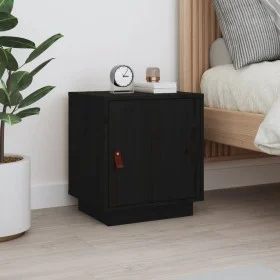 Solid black pine wood bedside table 40x34x45 cm by vidaXL, Nightstands - Ref: Foro24-818283, Price: 39,22 €, Discount: %