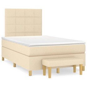 Cama box spring con colchón tela color crema 120x190 cm Cama box spring con colchón tela color crema 120x190 cm