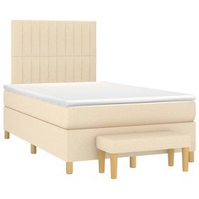 Cama box spring con colchón tela color crema 120x190 cm Cama box spring con colchón tela color crema 120x190 cm