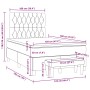 Cama box spring con colchón tela color crema 120x190 cm