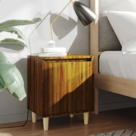 Nachttisch mit Beinen aus massivem Eichenbraunholz, 40 x 30 x 50 cm von vidaXL, Nachttische - Ref: Foro24-813114, Preis: 28,9...