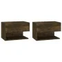 Mesita de noche de pared 2 unidades color roble ahumado de vidaXL, Mesitas de noche - Ref: Foro24-816947, Precio: 63,69 €, De...