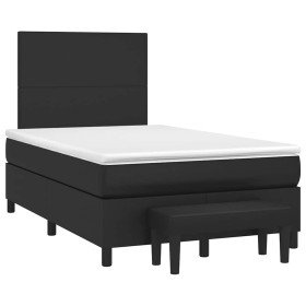 Cama box spring con colchón cuero sintético negro 120x190 cm Cama box spring con colchón cuero sintético negro 120x190 cm